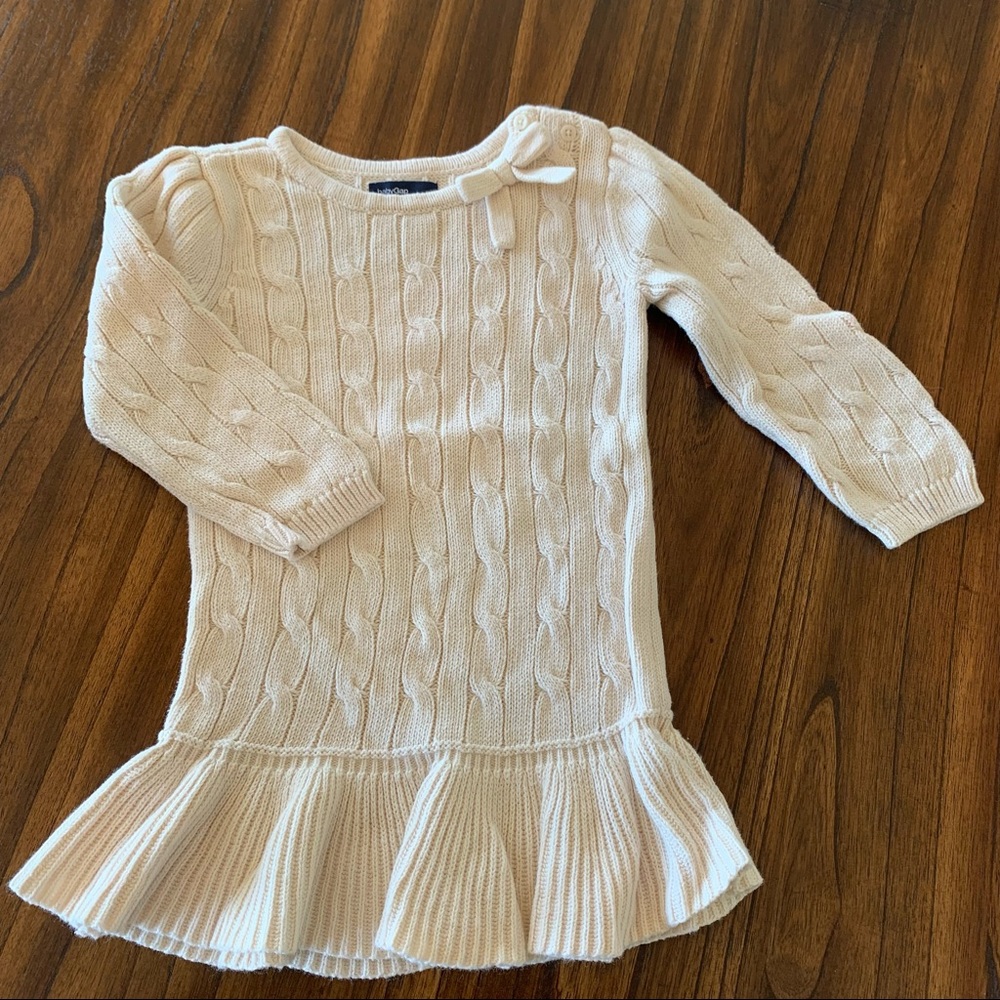 Baby GAP Girls Cable Knit Ruffle Sweater Dress 18-24 M
